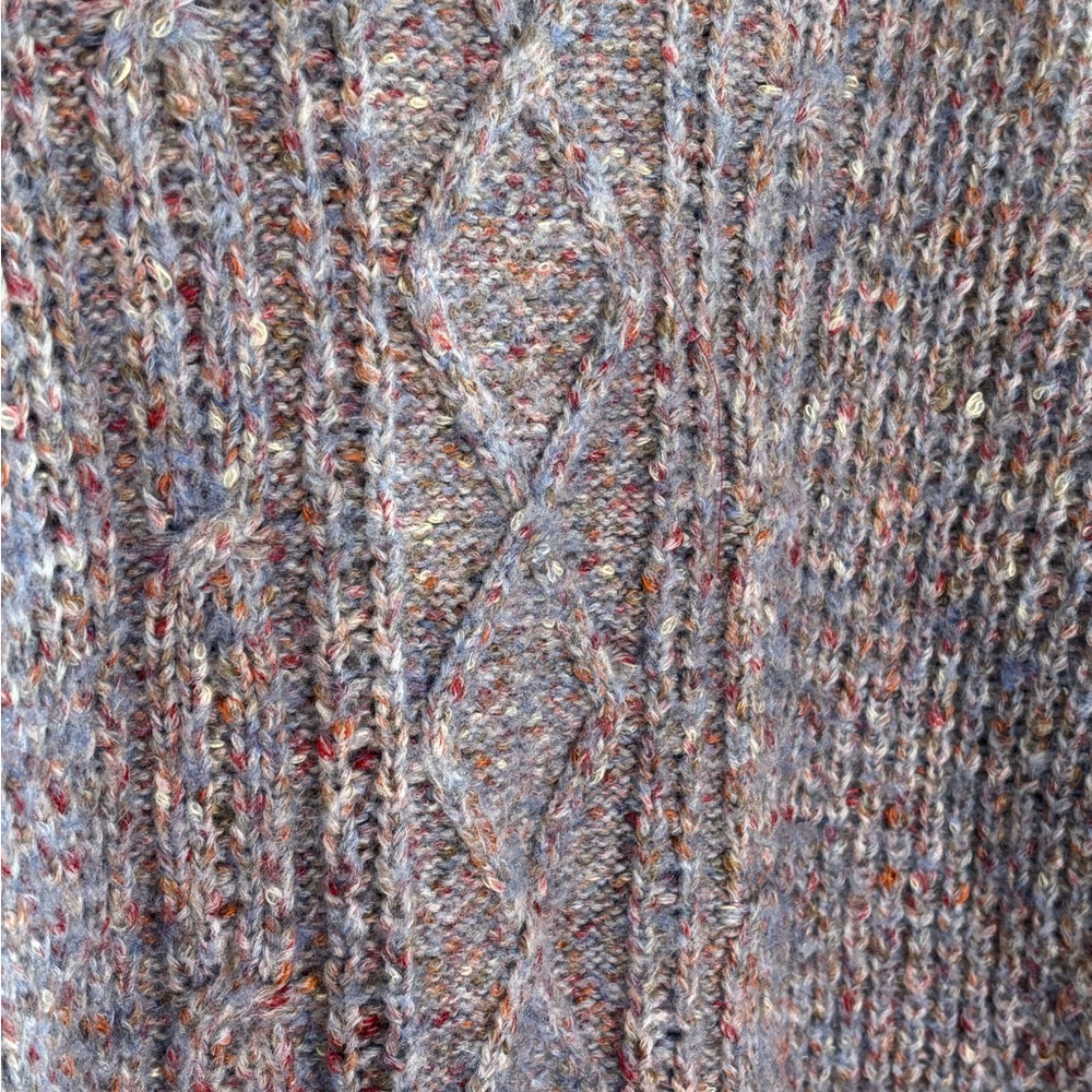 Dear John Multicolor Purple Cable Knit Sweater NEW NWOT